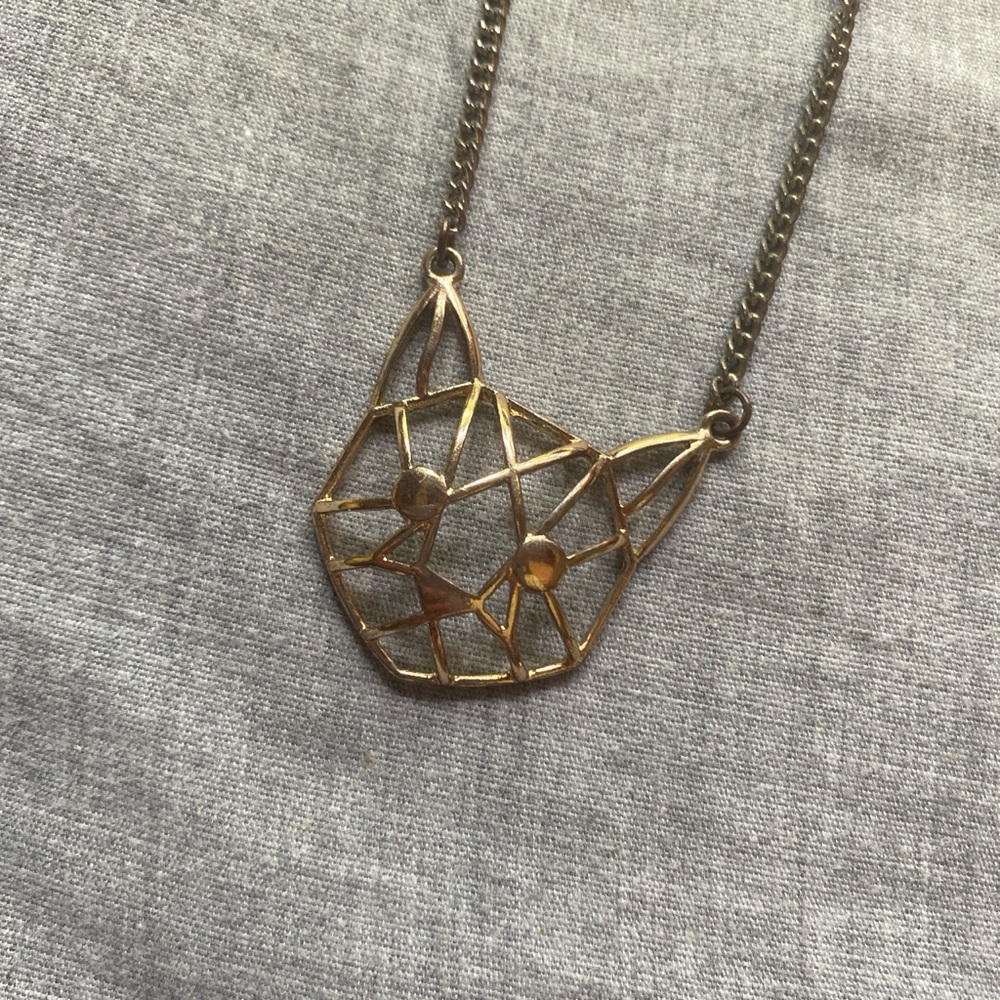 Geometric Cat Pendant Necklace in Gold